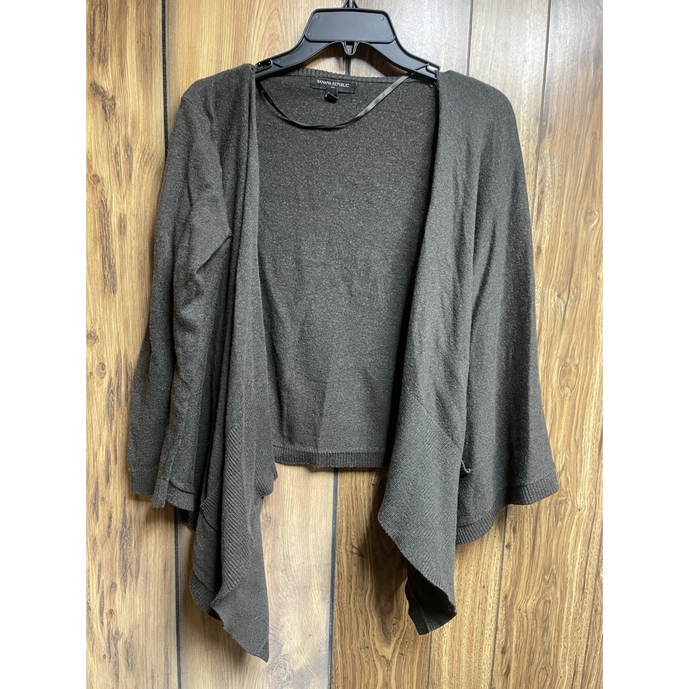 Banana Republic Womens Olive Green Cardigan Medium Petite Fit‎ Wool Blend